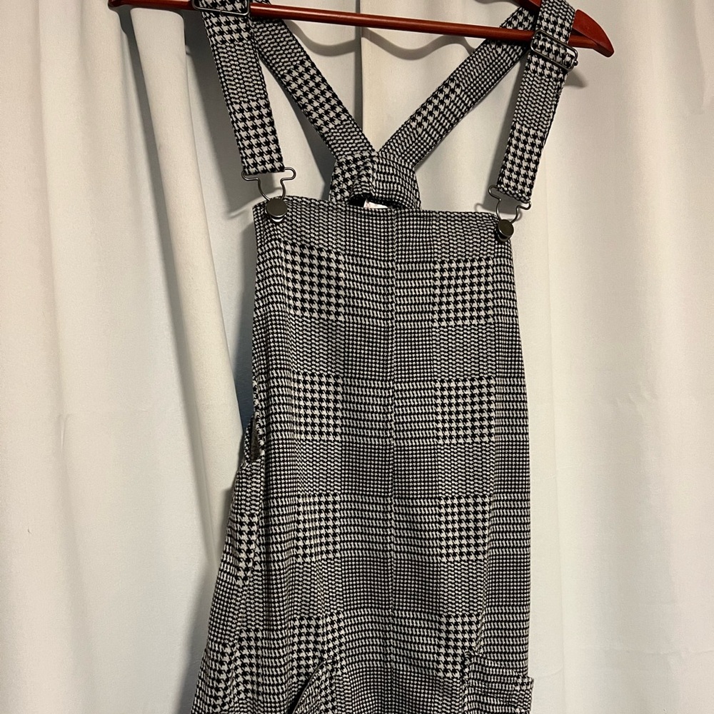 Black & White checkered overall skirt